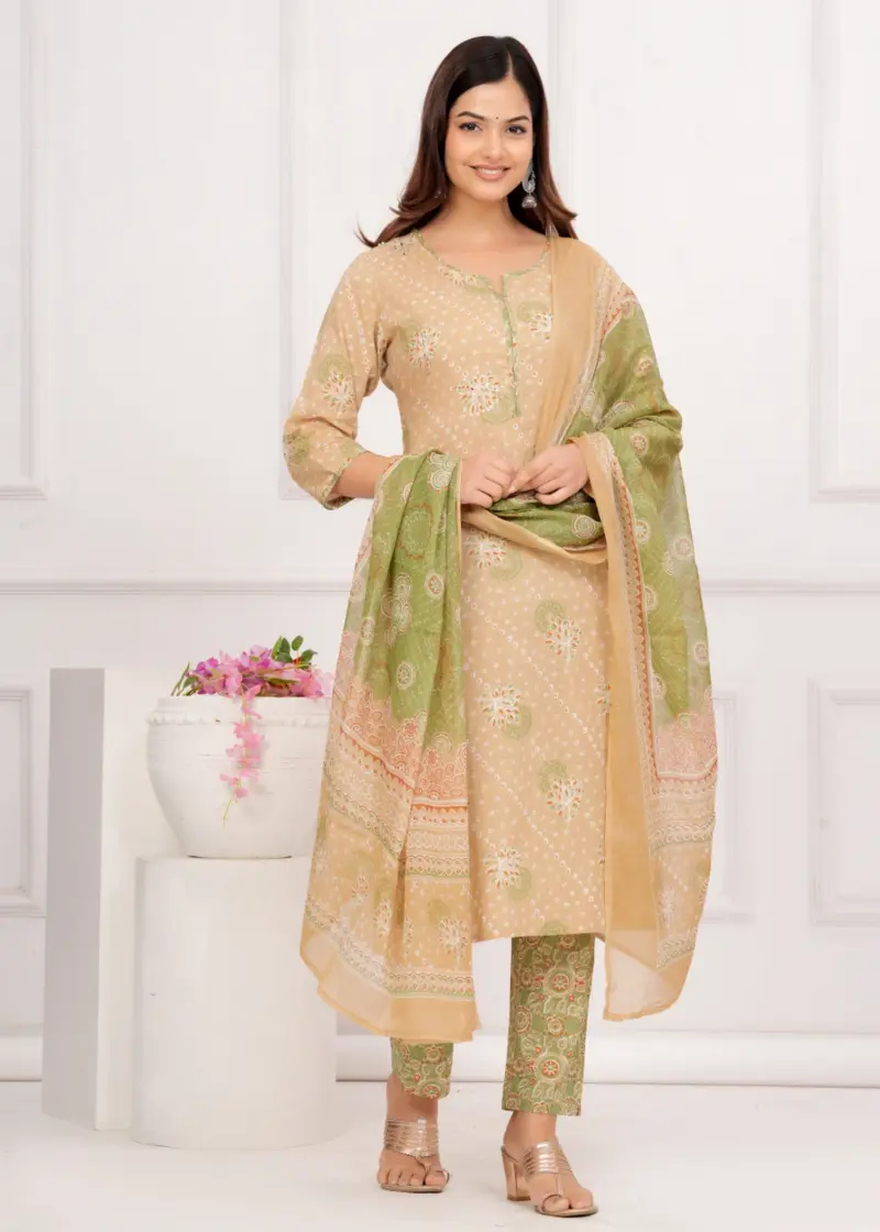 Women Plus Size Kurta Sets, Bandhini Printed Ethnic Salwar Kameez, Indian Ethnic Fashion