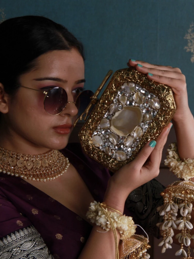 Stone Embellish Luxury Clutch