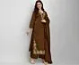 Women's Plus Size Rayon Brown  Embroidered Kurta and pant set With Dupatta