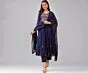 Women's Plus Size Embroidery Solid Anarkali Kurta and Pant Set with Dupatta