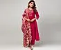 Women's Plus Size Silk Pink Embroidered Kurta with Pants And Dupatta
