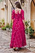 Women Printed Viscose Rayon Pink  Long Anarkali Kurta  