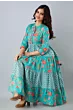 Women Printed Viscose Rayon Anarkali Kurta (Light Blue)