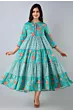 Women Printed Viscose Rayon Anarkali Kurta (Light Blue)