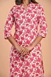 Women Printed Viscose Rayon Straight Kurta (Pink)