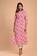 Women Printed Viscose Rayon Straight Kurta (Pink)
