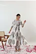 Women's Plus Size White Cotton Block Print Anarkali Salwar Kameez, Indian Curvy Fashion
