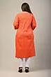 Women Floral Print Cotton Plus Size Straight Kurta (Orange)
