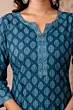 Women Teal Blue Printed Straight Kurta