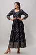 Women Printed Viscose Rayon Flared Kurta  (Blue)