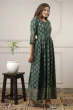 Women Printed Viscose Rayon Flared Kurta  (Green)