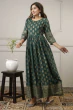 Women Printed Viscose Rayon Flared Kurta  (Green)