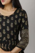 Women Printed Viscose Rayon Flared Kurta  (Black)