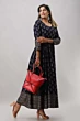Women Printed Viscose Rayon Flared Kurta  (Blue)
