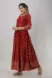 Women Printed Viscose Rayon Flared Kurta  (Maroon)
