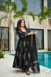 Women Pure Cotton Plus Size Kurta Pant Set with Dupatta,Black Floral Print Kurta Sets 