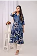 Blue Printed Straight Kurta for Girls Casual Wear