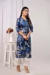 Blue Printed Straight Kurta for Girls Casual Wear