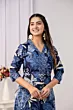 Blue Printed Straight Kurta for Girls Casual Wear