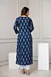 Women Navy Blue Printed Straight Kurta 