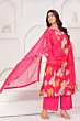 Pink Printed Straight Kurta Set With Dupatta for Women