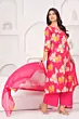Pink Printed Straight Kurta Set With Dupatta for Women