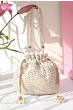 White Pearl Embellish Designer Potli Bag for Women