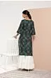 Women Printed Cotton Blend Straight Kurta (Green