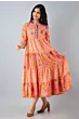 Women Printed Viscose Rayon Orange Anarkali Kurta 