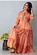 Women Printed Viscose Rayon Orange Anarkali Kurta 