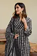 Women Pure Cotton Plus Size Kurta Pant Set with Dupatta, Dusty Black Floral Printed Set 