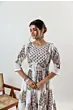 Women's Plus Size White Cotton Block Print Anarkali Salwar Kameez, Indian Curvy Fashion