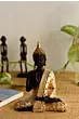 Polyresin Black and Golden Handcrafted Meditating Blessing Buddha Statue