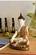 Polyresin White and Golden Handcrafted Decorative Meditating Buddha Statue