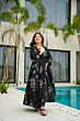 Women Pure Cotton Plus Size Kurta Pant Set with Dupatta,Black Floral Print Kurta Sets 