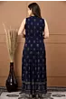 Women Floral Print Viscose Rayon Frontslit Kurta  (Dark Blue, Green)