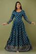 Women Printed Viscose Rayon Flared Kurta  (Blue)