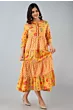 Women Printed Viscose Rayon Long Yellow Printed Anarkali Kurta