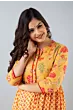 Women Printed Viscose Rayon Long Yellow Printed Anarkali Kurta