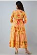 Women Printed Viscose Rayon Long Yellow Printed Anarkali Kurta