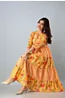Women Printed Viscose Rayon Long Yellow Printed Anarkali Kurta