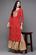 Women Printed Viscose Rayon Straight Kurta  (Red)