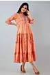 Women Printed Viscose Rayon Orange Anarkali Kurta 