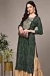 Women Bandhani Viscose Rayon Straight Kurta (Dark Green)