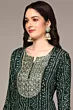 Women Bandhani Viscose Rayon Straight Kurta (Dark Green)
