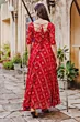 Women Printed Viscose Rayon Red Anarkali Kurta 