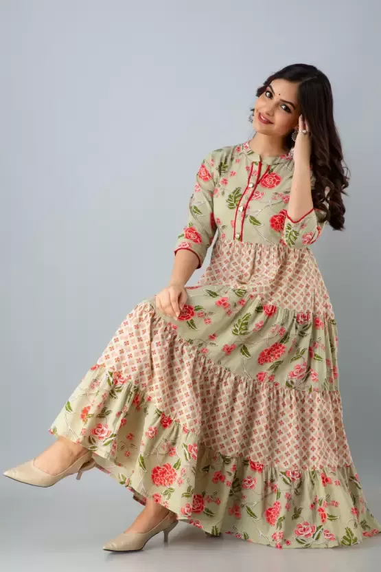 Women Washed Viscose Rayon Asymmetric Kurta  (Light Green)