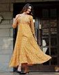 Women Printed Viscose Rayon Anarkali Kurta (Yellow)