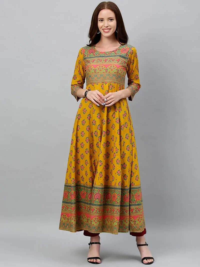 Women's Cotton Buta Print Black Anarkali Kurta