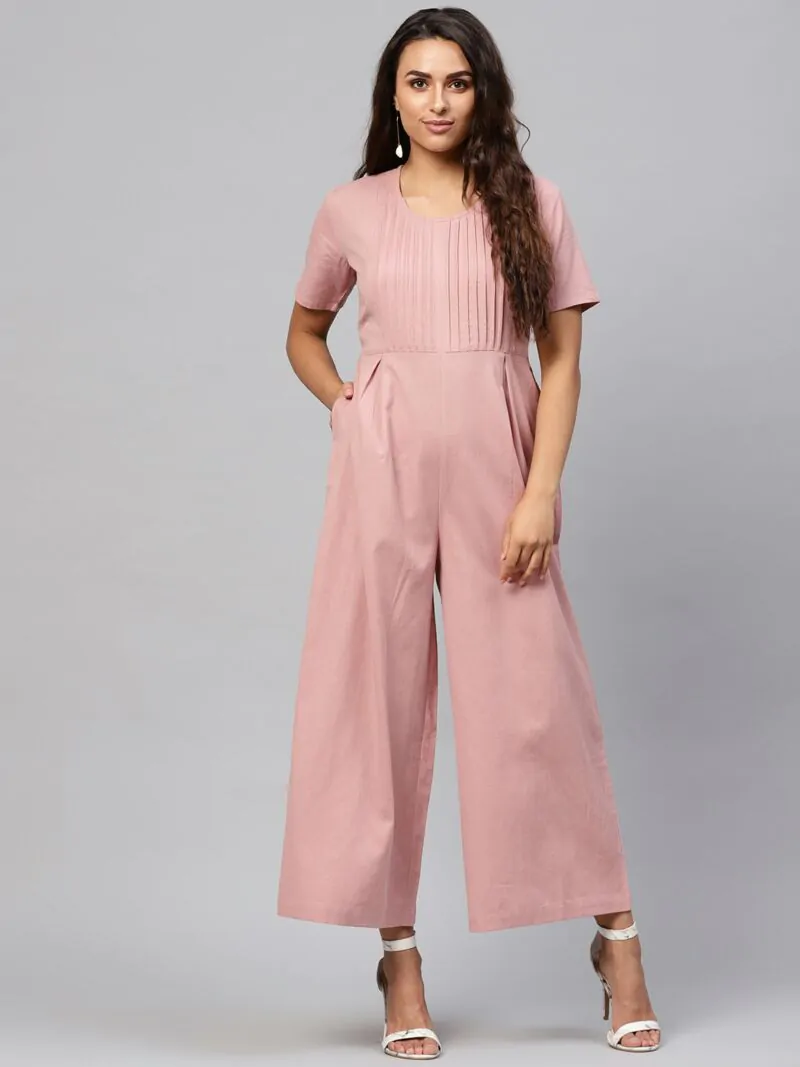 Dusty Pink Solid Basic Jumpsuit